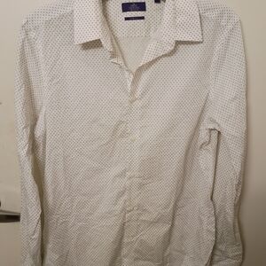 Next White Button-Down Shirt with Navy Micro Dots